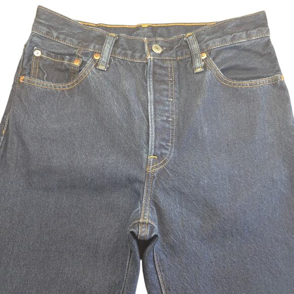 Levis 501 Jeans‎ Mens 28x32 Blue Straight Button Fly Dark Wash Premium Denim - Picture 6 of 16